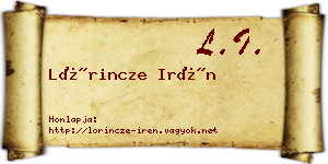 Lőrincze Irén névjegykártya