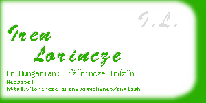 iren lorincze business card